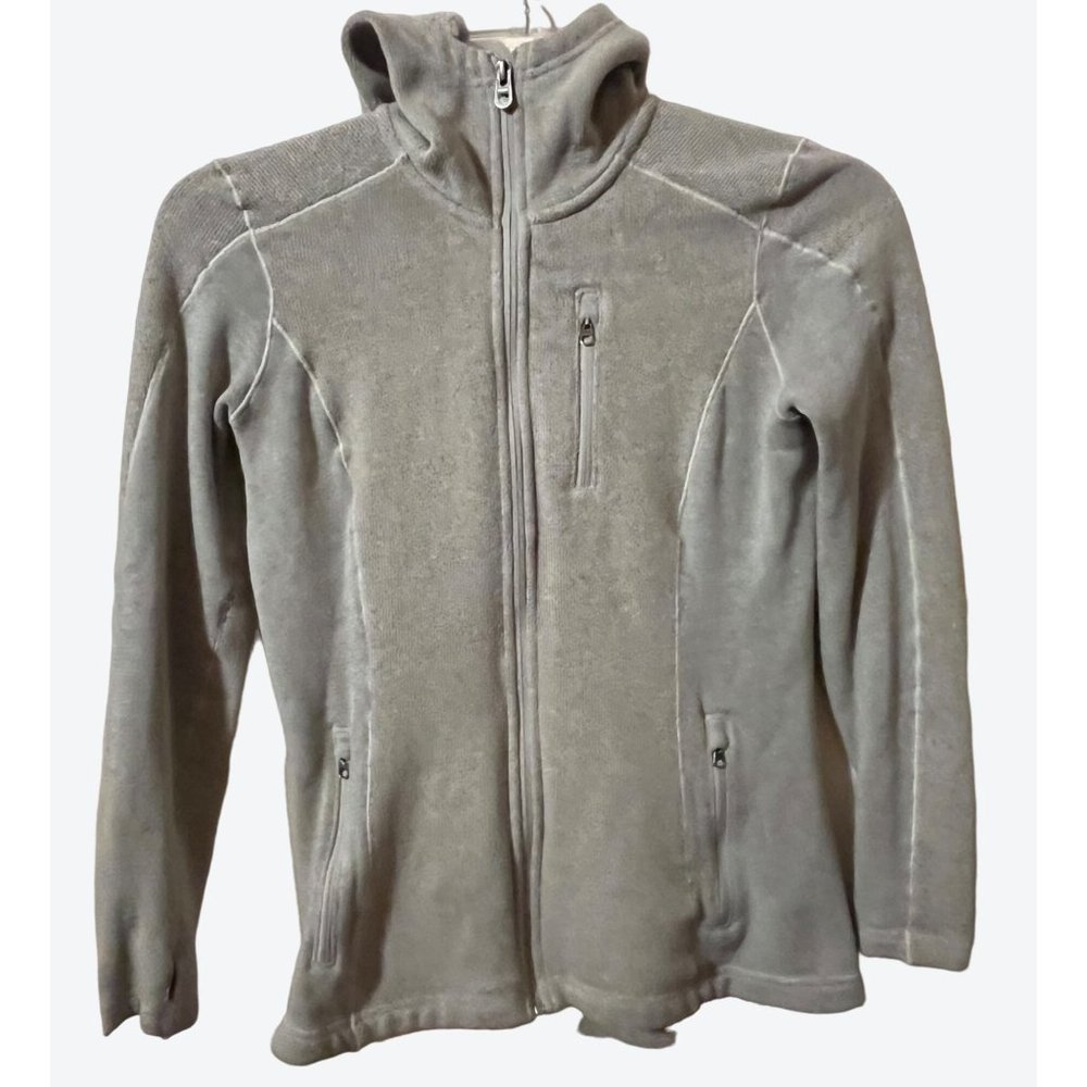 Kuhl Women's XS Long Sleeve Full Zip Light Gray Hooded Fleece